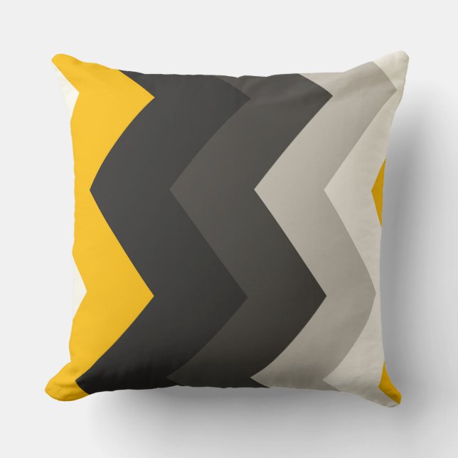 Coussin Motif de chevron jaune et gris (Recto)
