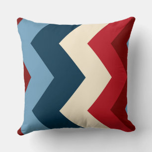 Coussin Motif de chevrons bleu, blanc et rouge