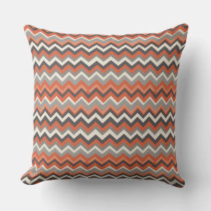 Coussin Motif de chevrons orange et gris