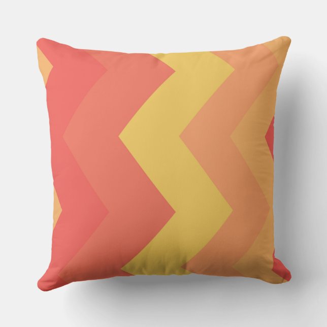 Coussin Motif de chevrons rouge, jaune et orange (Verso)