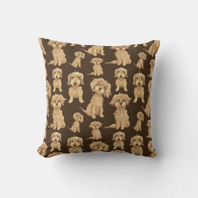 Coussin Motif de chien Brown labradoodle doré (Recto)