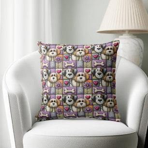 Coussin Motif de chien en patchwork mignon