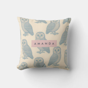 Coussin Motif de chouette fantaisiste personnalisé