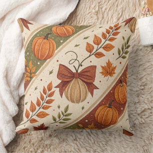 Coussin Motif de chute de citrouille et de feuilles d'auto