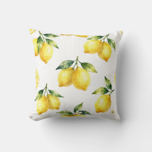 Coussin Motif de citron à l'aquarelle