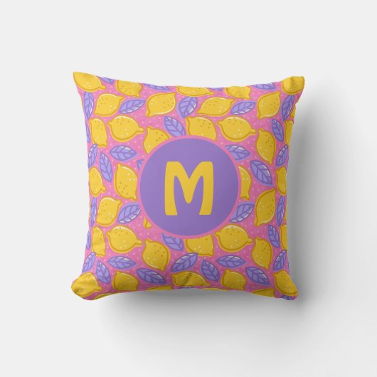 Coussin Motif de citrons drôle avec Monogram (Recto)