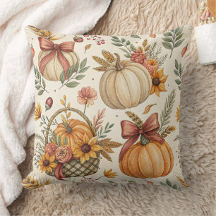 Coussin Motif de citrouille et de tournesol d'automne conf