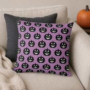 Coussin Motif de citrouille Jack o Lantern violet pour Hal