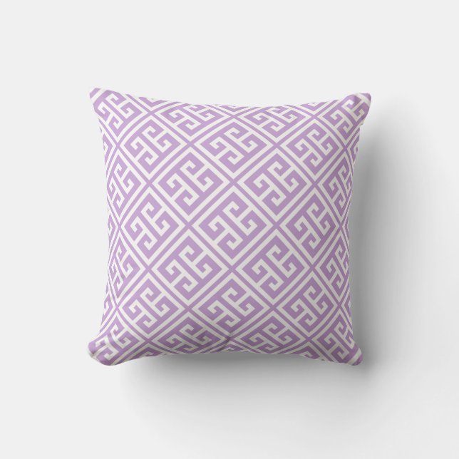 Coussin Motif de clé grecque Lavender (Recto)