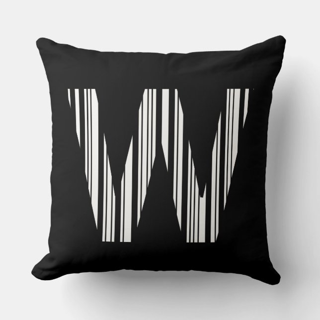 COUSSIN MOTIF DE CODE À BARRES DE PREMIÈRE INITIALE LETTRE (Recto)