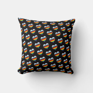 Coussin Motif de cœur arc-en-ciel