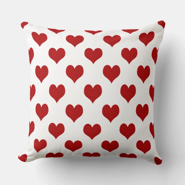 Coussin Motif de coeur de mosaïque rouge (Recto)