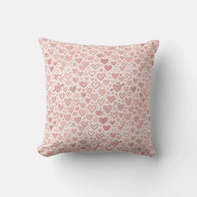 Coussin Motif de cœur dessiné à la main (Recto)