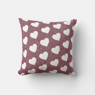 Coussin Motif de coeur mignon Rose Parties scintillant or