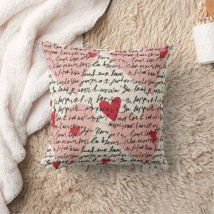 Coussin Motif de cœur moderne avec fond de script (14)
