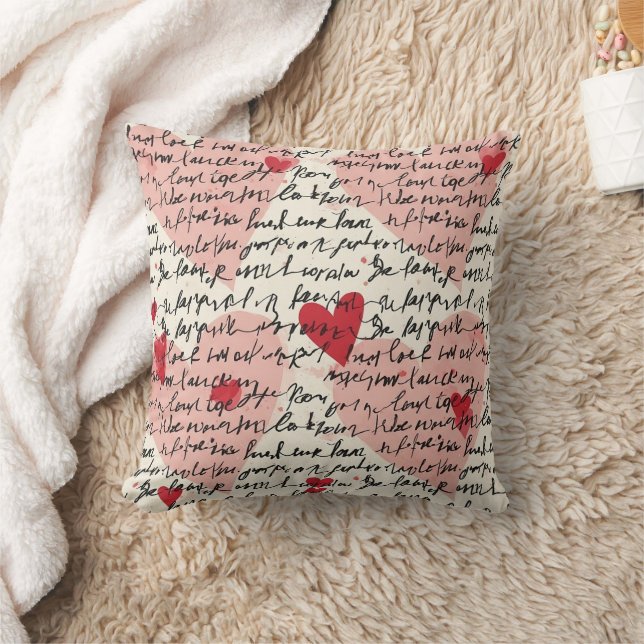 Coussin Motif de cœur moderne avec fond de script (14) (Couverture)