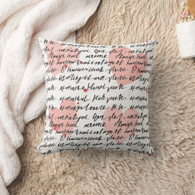 Coussin Motif de cœur moderne avec fond de script (19) (Couverture)