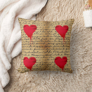 Coussin Motif de cœur moderne avec fond de script (3)