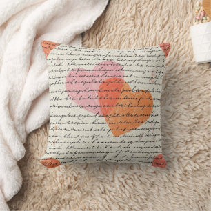 Coussin Motif de cœur moderne avec fond de script (8)