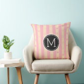 Coussin Motif de coeur moderne Monogram Pink Stripes (Chaise)