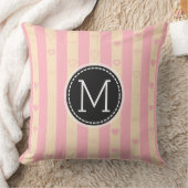 Coussin Motif de coeur moderne Monogram Pink Stripes (Couverture)