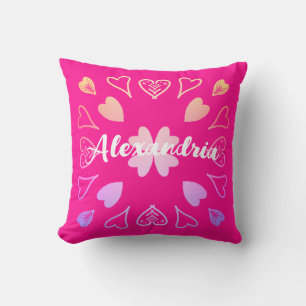 Coussin Motif de coeur rose chaud personnalisé