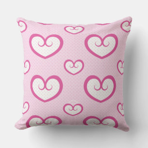 Coussin Motif de cœur rose et blanc mignon