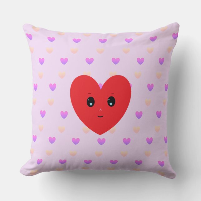 Coussin Motif de coeur rose et violet clair (Recto)