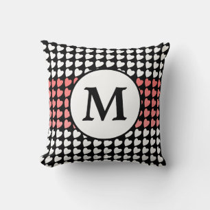 Coussin Motif de coeur rose noir