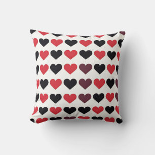 Coussin Motif de coeur rouge et noir