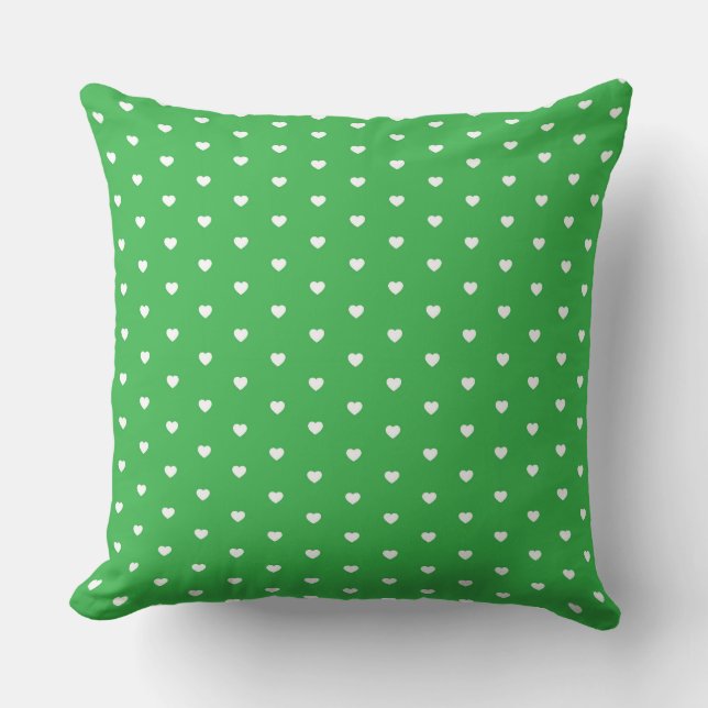 Coussin Motif de cœur vert et blanc vibrant (Recto)
