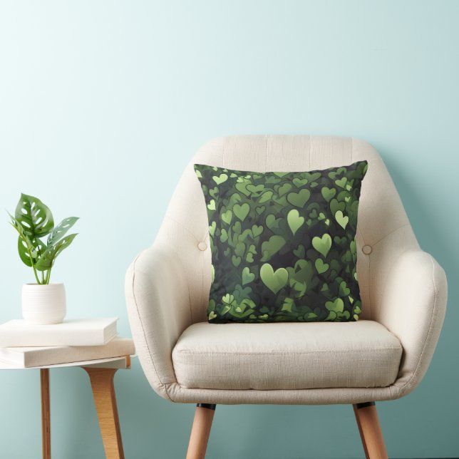 Coussin Motif de cœur vert foncé (Chaise)