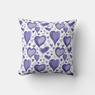 Coussin Motif de coeur violet Dessin Saint Valentin