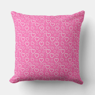 Coussin Motif de cœurs d'amour rose et blanc