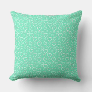 Coussin Motif de Coeurs d'Amour Vert et Blanc