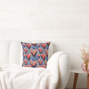 Coussin Motif de coeurs de la Saint-Valentin d'amour color