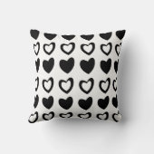 Coussin Motif de coeurs de la Saint-Valentin noir et blanc (Verso)