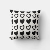 Coussin Motif de coeurs de la Saint-Valentin noir et blanc (Recto)