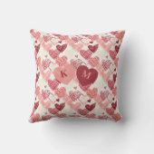Coussin Motif de cœurs dessinés à la main personnalisés (Verso)