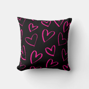 Coussin Motif de cœurs gribouillés