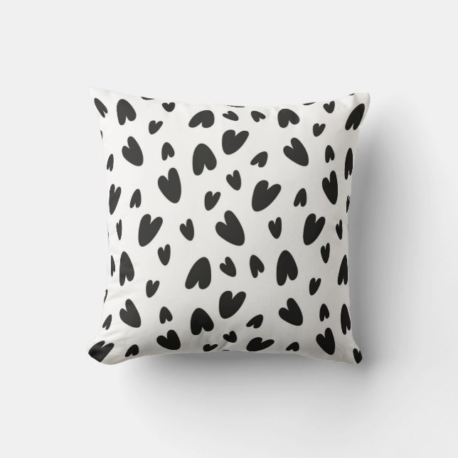Coussin motif de coeurs noirs (Recto)
