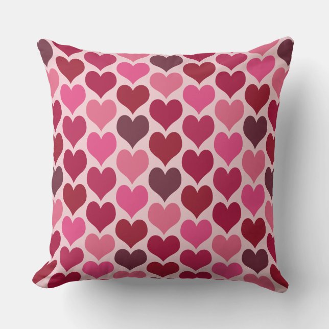Coussin Motif de cœurs roses et rouges (Recto)