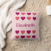 Coussin Motif de coeurs roses mignons Nom (Couverture)