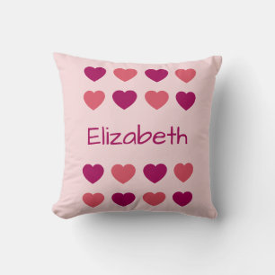 Coussin Motif de coeurs roses mignons Nom