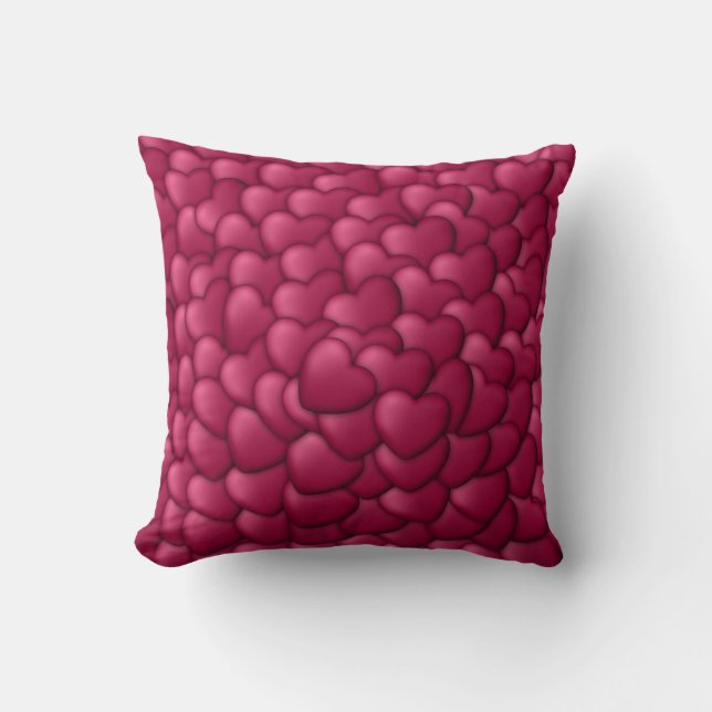 Coussin Motif de coeurs rouges 3D romantiques-32322 (Recto)
