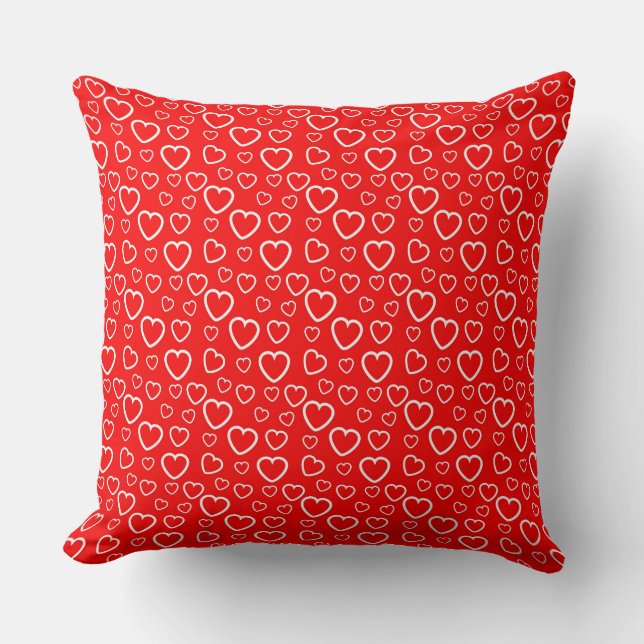 Coussin Motif de cœurs rouges et blancs (Recto)