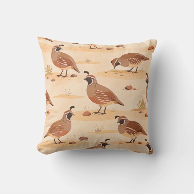 Coussin Motif de colin du désert Sable chaud Faune minimal (Recto)