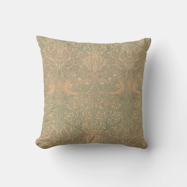 Coussin Motif de colombe et de rose de William Morris (Recto)