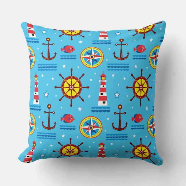 Coussin Motif de compas nautique (Recto)