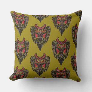 Coussin motif de conception de hibou tatouage d'art tribal